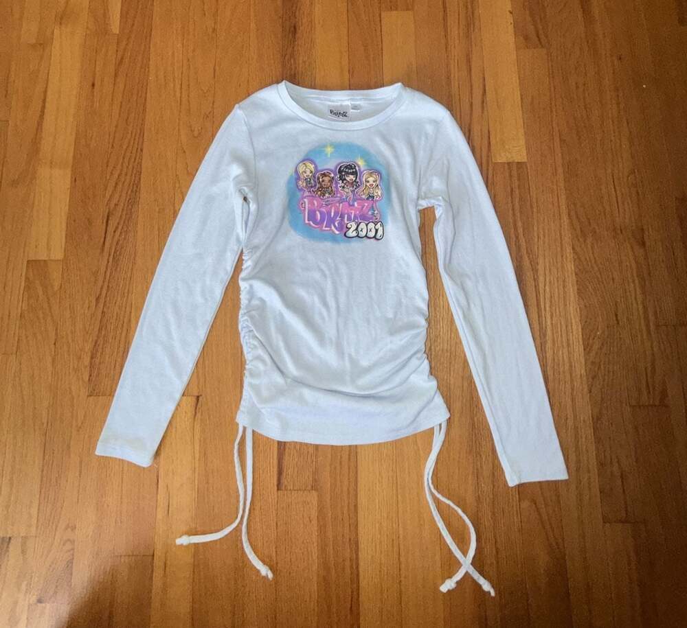 Y2K Bratz Graphic Long Sleeve Ruched Cinched Side Tee
